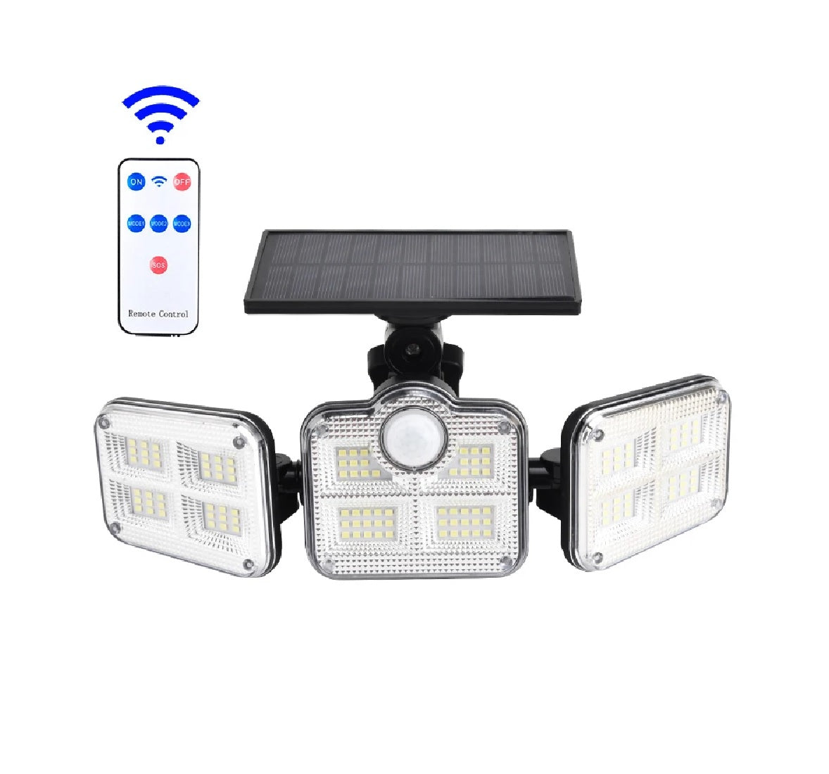 Luz led solar 3 cabezales con sensor